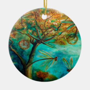 Dragonfly Flirtation Ceramic Tree Decoration