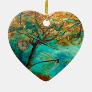 Dragonfly Flirtation Ceramic Tree Decoration