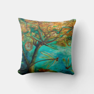 Dragonfly Flirtation Throw Pillow