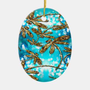 Dragonfly Flit Bubbles Ceramic Tree Decoration