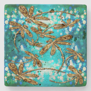Dragonfly Flit Bubbles Stone Coaster