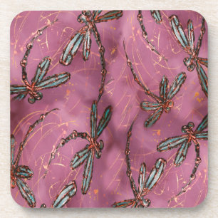 Dragonfly Flit Dusky Rose Coaster