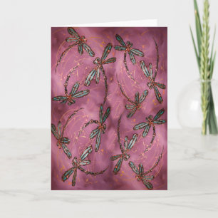Dragonfly Flit Dusky Rose Holiday Card