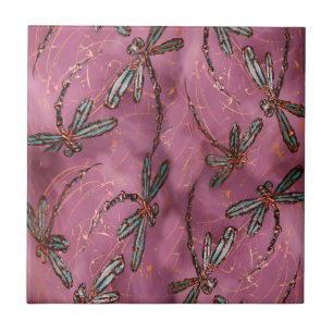 Dragonfly Flit Dusky Rose Tile