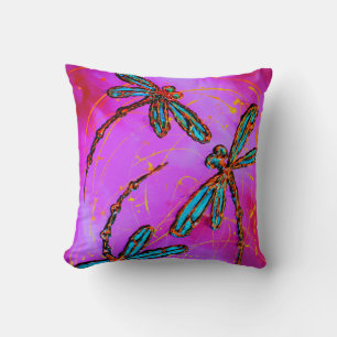 Dragonfly Flit Electric Pink Cushion