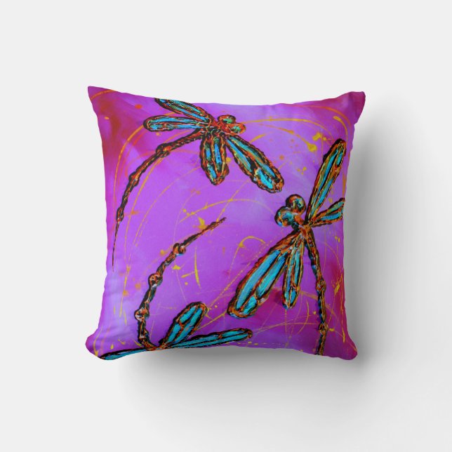 Dragonfly Flit Electric Pink Cushion (Front)