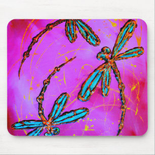 Dragonfly Flit Electric Pink Mouse Mat