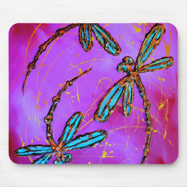 Dragonfly Flit Electric Pink Mouse Mat (Front)
