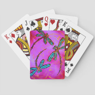 Dragonfly Flit Electric Pink Playing Cards