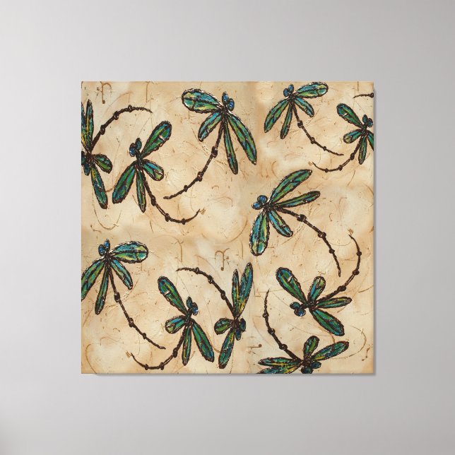 Dragonfly Flit Rustic Cream  Canvas Print (Front)