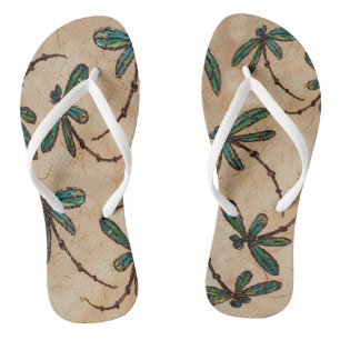 Dragonfly Flit Rustic Cream Flip Flops