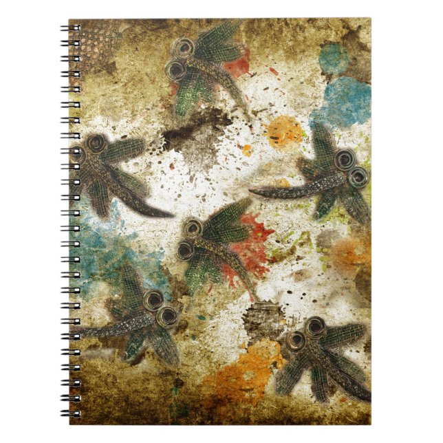 Dragonfly Flit Rustic Splash Notebook (Front)