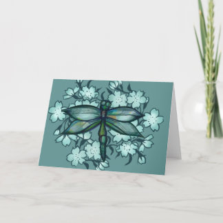 Dragonfly Floral Art dragonflies flower art floral Card