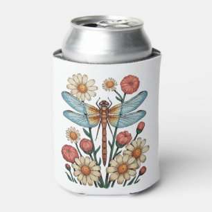Dragonfly Floral Cottagecore Garden Flower Nature Can Cooler