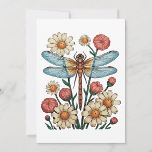 Dragonfly Floral Cottagecore Garden Flower Nature Invitation