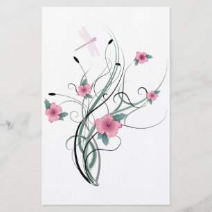 Dragonfly Floral  Stationary Stationery