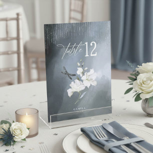 Dragonfly Floral Sweet 16 Blue Table Number ID1310