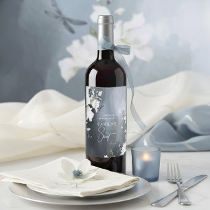 Dragonfly Floral Sweet 16 Thank You Blue ID1310 Wine Label