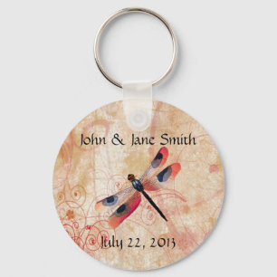 Dragonfly Flourish Wedding Favour Keychain
