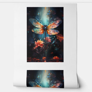 Dragonfly Flower Art - Stained Glass Wallpaper
