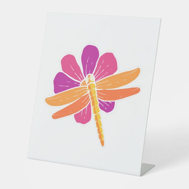 Dragonfly Flower Botanist Gift Pedestal Sign (Front)