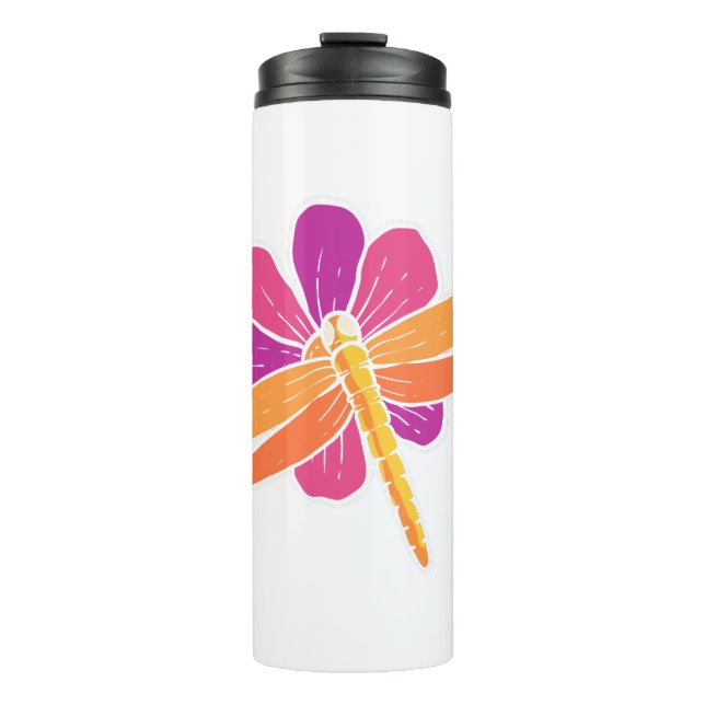 Dragonfly Flower Botanist Gift Thermal Tumbler (Front)