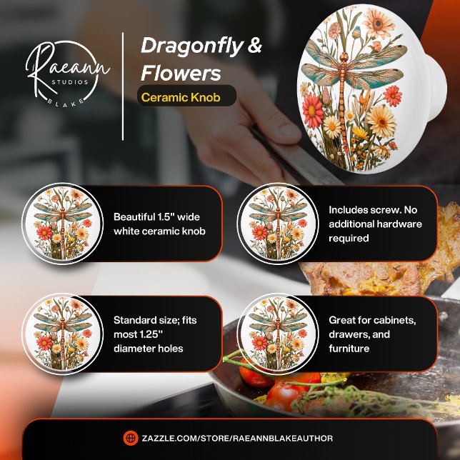 Dragonfly & Flowers Ceramic Knob (Creator Uploaded)