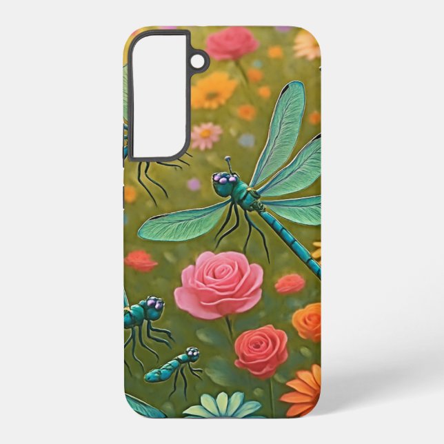 Dragonfly Flowers Samsung Galaxy S22+ Case (Back)