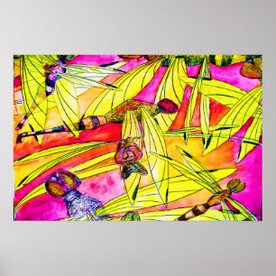 Dragonfly Flurry Watercolor Painting Poster