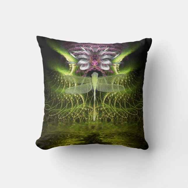 Dragonfly Fractal Magic Jumbo Cushion | Pillow (Front)