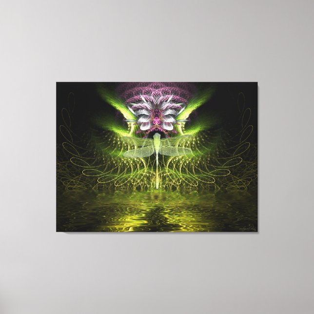 Dragonfly Fractal Magic Wrapped Canvas (Front)