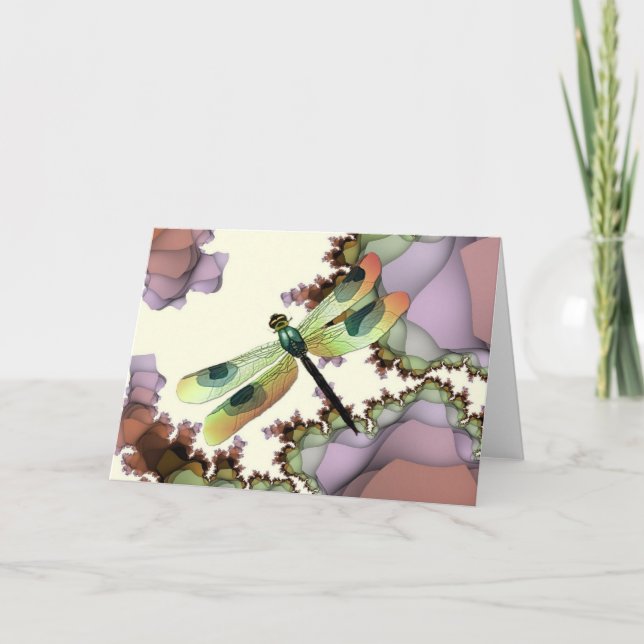 Dragonfly Fractals Card (Earthy) (Front)