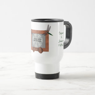 Dragonfly Frame Personalised Wedding Photo  Travel Mug