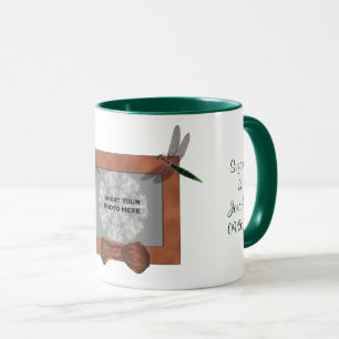 Dragonfly Frame Personalized Wedding Photo  Mug
