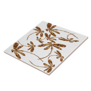 Dragonfly Frenzy Gold Tile