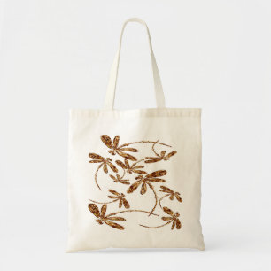 Dragonfly Frenzy Gold Tote Bag