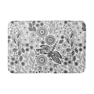 Dragonfly garden bath mat