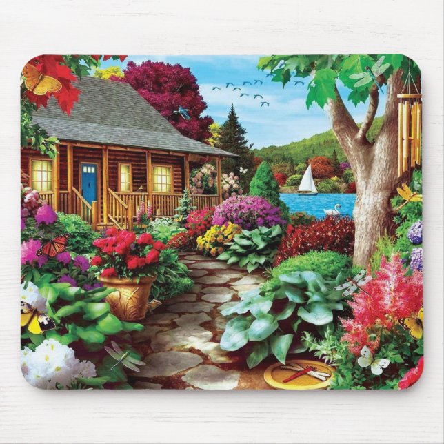Dragonfly Garden Fine Art Mouse Mat (Front)