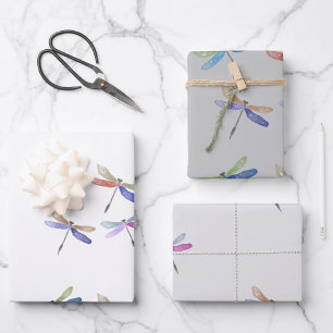 Dragonfly Gift Wrap Three Sheets Watercolor