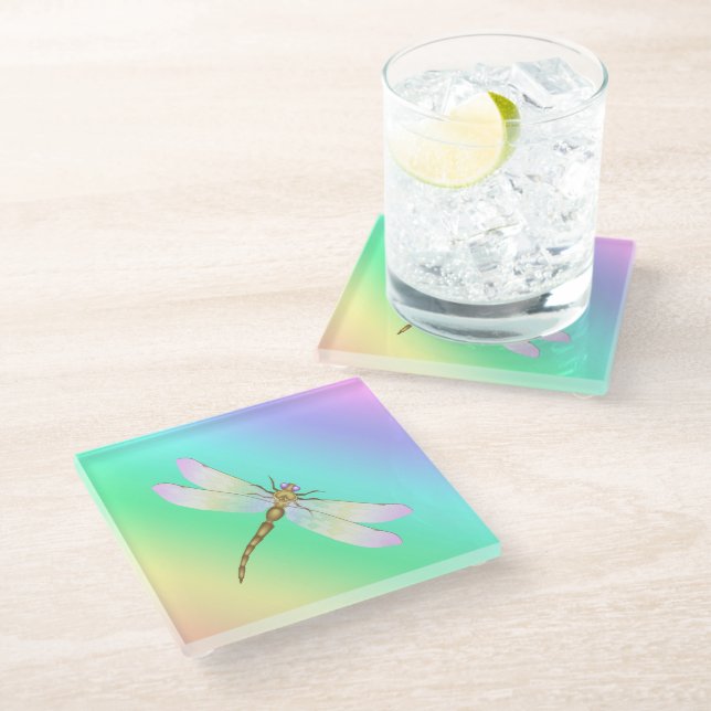 Dragonfly Glass Coaster (Angled)