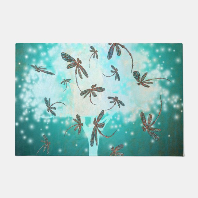 Dragonfly Glow Tree Doormat (Front)