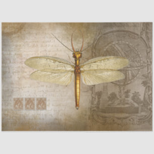 Dragonfly Gold Decoupage Tissue Paper