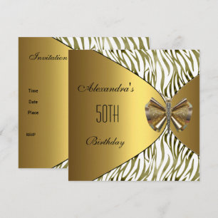Dragonfly Gold Jewel 50th Birthday Invitation