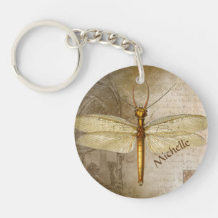 Dragonfly Gold Personalised Keychain