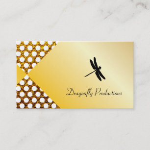 Dragonfly Gold Shimmer Polka Dots Business Card