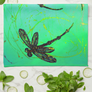 Dragonfly Gorgeous Green Turquoise Twist Door Mat Tea Towel