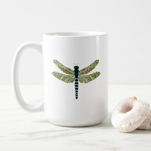 Dragonfly & Gratitude Mandala Sun Flower Mug (With Donut)