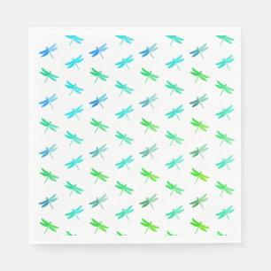 Dragonfly Green and Blue Birthday Paper Napkins