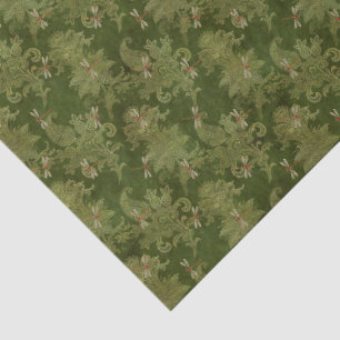 Dragonfly Green Damask Tissue Paper