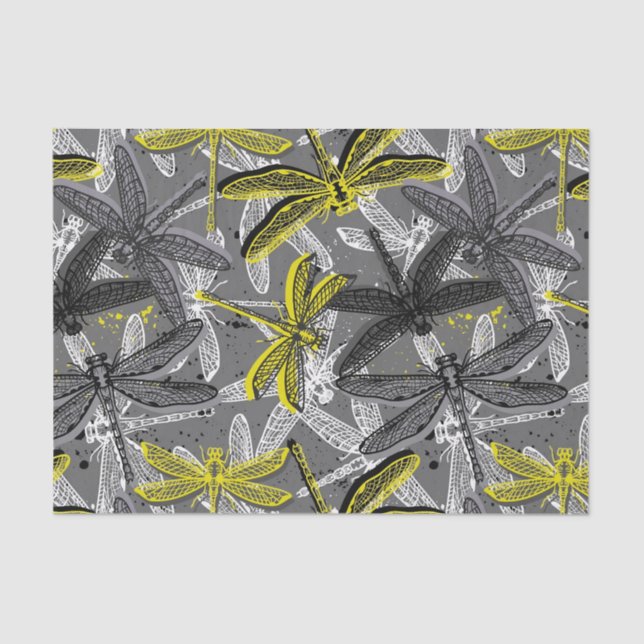  dragonfly hand drawn stylised seamless pattern  tissue paper (Front)
